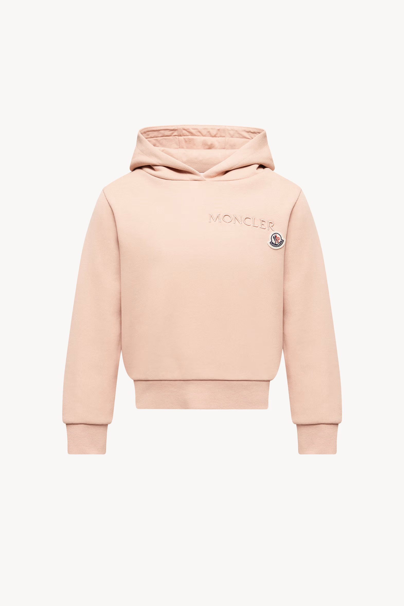 Embroidered Logo Cotton Hoodie Girl Light Pink Moncler 0